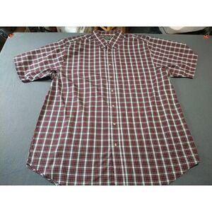 Stone‎ River Button Down Shirt Men XLT Red Plaid Short Sleeve Office Nerd Dad